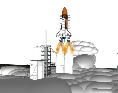 现代飞行器航天飞机su模型，航天飞机草图大师模型下载