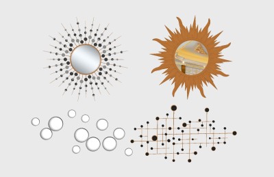 现代镜子墙饰挂件组合草图大师模型，镜子墙饰sketchup模型skp文件