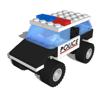 现代儿童小警车草图大师模型，玩具su模型下载