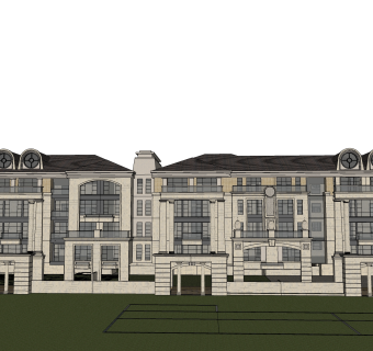 欧式私人别墅外观草图大师模型，SU模型免费下载