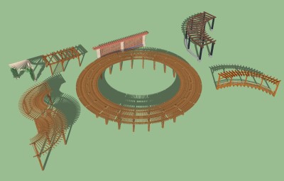 现代廊架合集草图大师模型，廊架合集sketchup模型下载