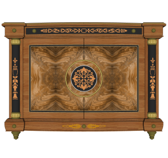 法式边柜草图大师模型，边柜SKP模型