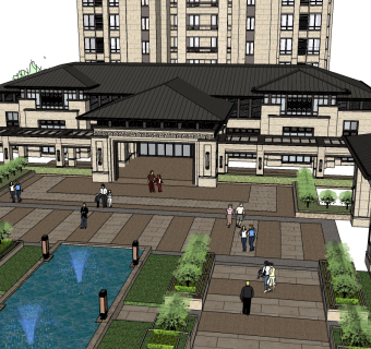 中式售楼处skb模型分享，售楼中心SU模型下载