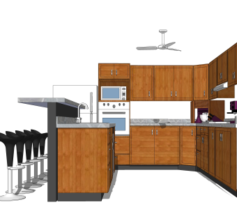 现代橱柜草图大师模型，橱柜sketchup模型下载