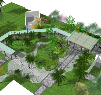 现代公园景观草图大师模型，公园sketchup模型免费下载