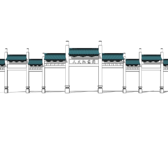 现代牌坊牌楼su模型下载，入口大门sketchup模型分享