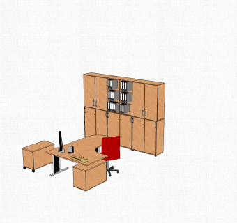 现代班台桌草图大师模型，班台桌sketchup模型下载
