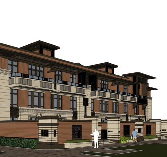 现代独栋别墅草图大师模型下载，独栋别墅sketchup模型