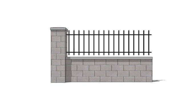 现代围墙栏杆su模型下载、围墙栏杆草图大师模型下载