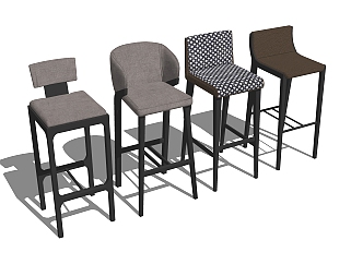 现代吧凳吧椅<em>组合</em>草图大师模型，吧凳吧椅sketchup模型...