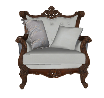 欧式单人沙发sketchup模型，客厅真皮沙发skb文件下载