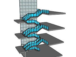 <em>中式</em>楼梯草图大师模型，楼梯sketchup模型下载