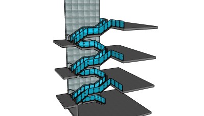 中式楼梯草图大师模型，楼梯sketchup模型下载