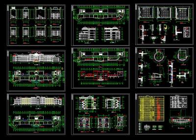 某学校建筑施工图，学校cad建筑工程图纸下载