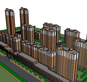 现代小区住宅规划su模型下载、小区住宅规划草图大师模型下载