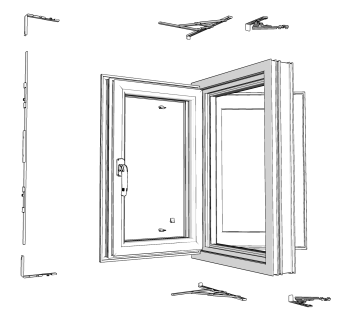 现代断桥平开窗SU模型下载