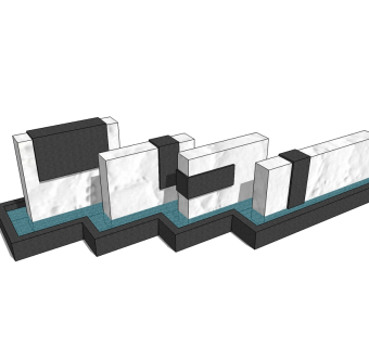现代景观水景草图大师模型，景观水景sketchup模型下载