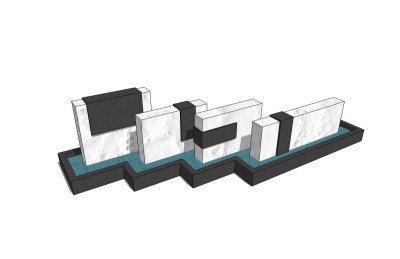 现代景观水景草图大师模型，景观水景sketchup模型下载