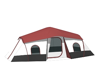 现代简约户外帐篷su模型，帐篷skp模型下载