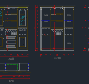 12套酒柜cad图库，酒店CAD图纸下载