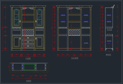 12套酒柜cad图库，酒店CAD图纸下载