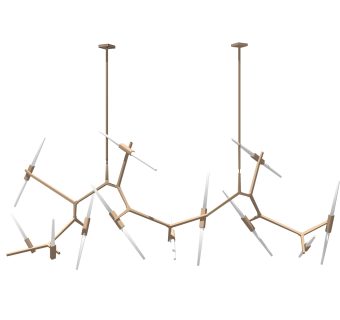 北欧分子吊灯草图大师模型，树杈吊灯效果图su模型下载