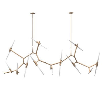 北欧分子吊灯草图大师模型，树杈吊灯效果图su模型下载