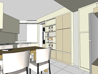 <em>现代室内</em>餐厅草图大师模型，室内餐厅sketchup模型下载