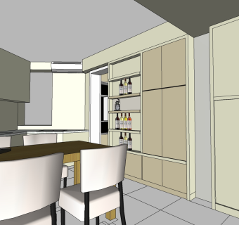  现代室内餐厅草图大师模型，室内餐厅sketchup模型下载