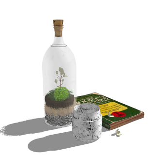 花卉花瓶书籍摆件草图大师模型,现代装饰品su模型下载