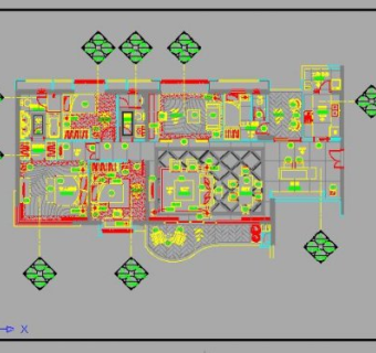 祥细客厅卧室家装户型图三居CAD，免费下载