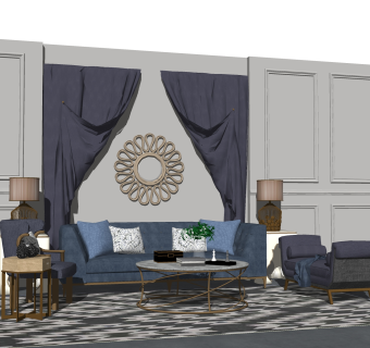 现代沙发组合草图大师模型，沙发组合sketchup模型下载