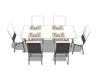 <em>现代简约</em>餐桌椅草图大师模型，餐桌椅skb文件