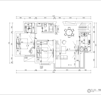 北欧复式170㎡嘉阳光城冬施工图CAD图纸dwg文件