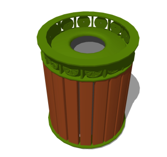 现代金属垃圾桶草图大师模型，垃圾桶SU模型下载