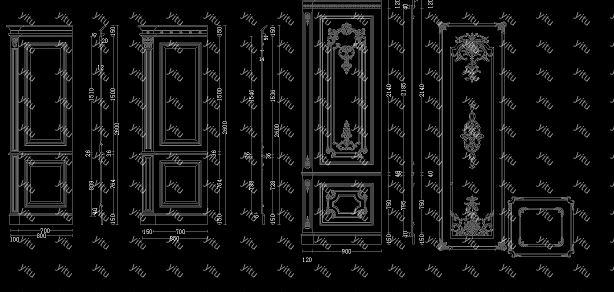 原创全新法式护墙板欧式护墙板cad图库护墙板cad施工图下载