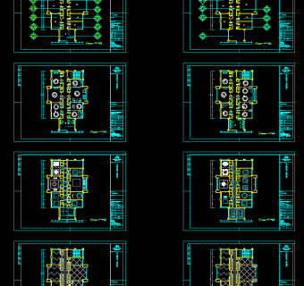 金螳螂粤鸿和餐饮室内施工图，餐厅CAD图纸下载