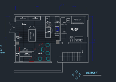 美味西饼屋面包店装修，餐饮CAD施工图纸下载