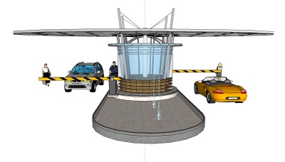 现代高速公路收费站su模型下载、高速公路收费站草图大师模型下载