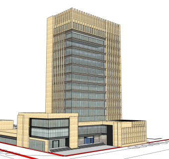现代新古典办公楼草图大师模型，新古典办公楼sketchup模型免费下载