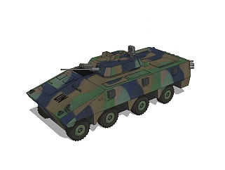 现代vbci轮式步兵战车sketchup模型，装甲车草图大师模型下载