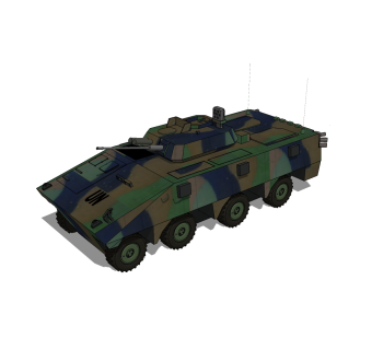 现代vbci轮式步兵战车sketchup模型，装甲车草图大师模型下载