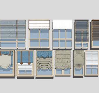 现代百叶窗帘卷帘草图大师模型，百叶窗帘卷帘sketchup模型下载