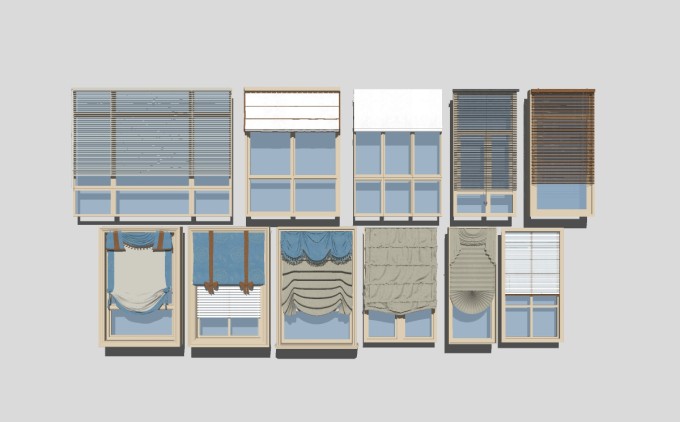 现代百叶窗帘卷帘草图大师模型，百叶窗帘卷帘sketchup模型下载