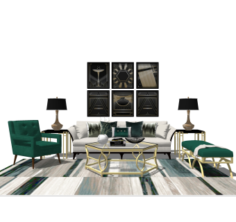 新古典沙发组合草图大师模型，沙发组合sketchup模型下载