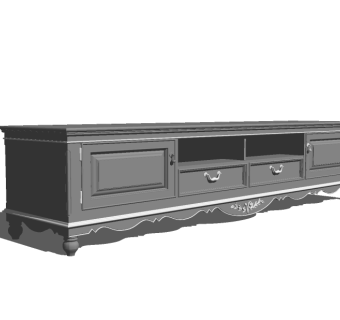 欧式电视柜sketchup模型，柜子草图大师模型下载