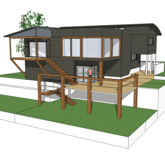 现代欧式风格别墅草图大师模型，别墅SU模型下载