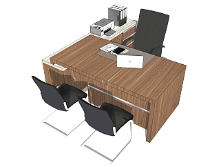现代班台桌su模型，班台桌sketchup模型下载