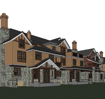 欧式连排别墅外观草图大师模型，SU模型免费下载