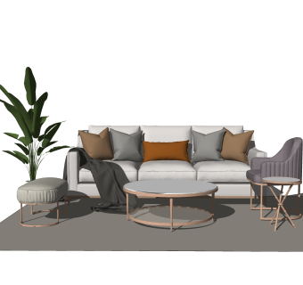 现代沙发组合su模型，沙发组合sketchup模型下载